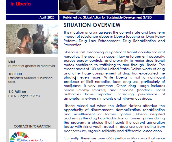 Situation Analysis of Drug Abuse in Liberia by Global Action for Sustainable Development