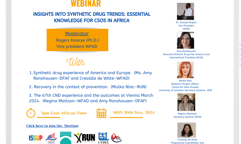 Upcoming: Webinar on “Insights into Synthetic Drug Trends: Essential Knowledge for CSOs in Africa” – May 20th, 2024, 14.00 CEST Upcoming: Webinar on “Insights into Synthetic Drug Trends: Essential Knowledge for CSOs in Africa” – May 20th, 2024, 14.00 CEST