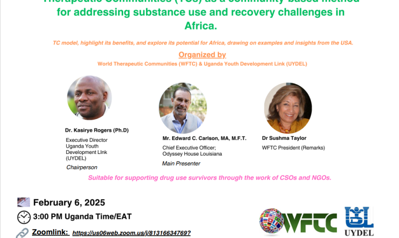 Webinar: Exploring the Role of Therapeutic Communities in Addressing Substance Use in Africa Webinar: Exploring the Role of Therapeutic Communities in Addressing Substance Use in Africa