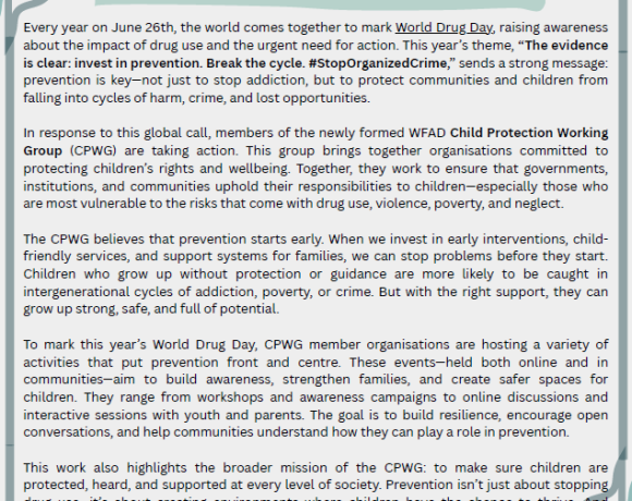 World Drug Day Activities by the WFAD Child Protection Working Group Members World Drug Day Activities by the WFAD Child Protection Working Group Members