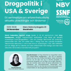 Seminar Announcement: Drug Policy Developments in the USA and Sweden, November 24 in Stockholm, Sweden