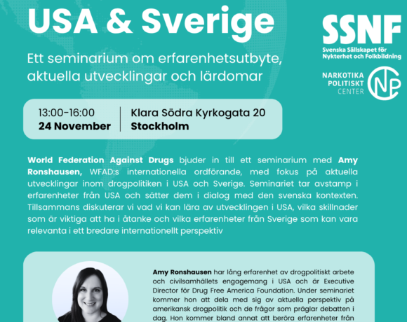 Seminar Announcement: Drug Policy Developments in the USA and Sweden, November 24 in Stockholm, Sweden